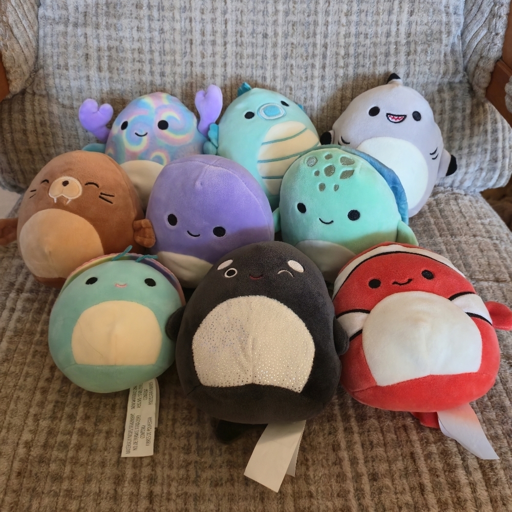 Squishmallows Size 5" Sea Life Squad Bundle Seal Shark Turtle Whale 9pc